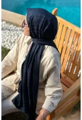 Kazayağı Desen İpeksi Jakar Şal - Lacivert