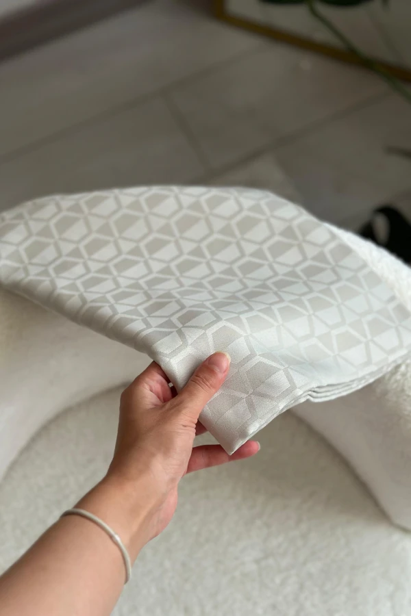 Koza Desen İpeksi Jakar Şal - Ekru