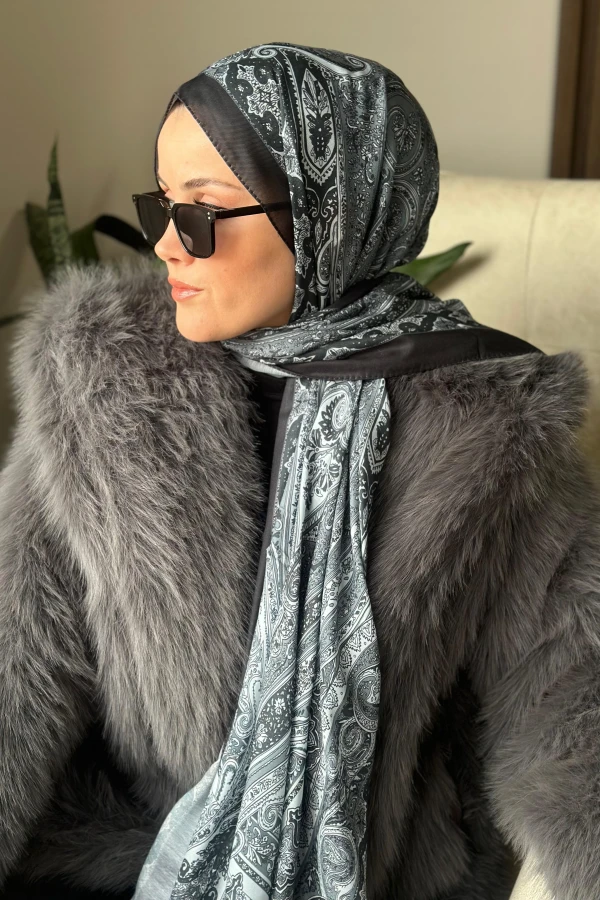 Özel Seri Etro Desen Soft Pamuk Şal -  Siyah 