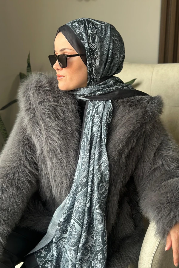 Özel Seri Etro Desen Soft Pamuk Şal -  Siyah 