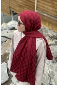 Koza Desen İpeksi Jakar Şal - Bordo
