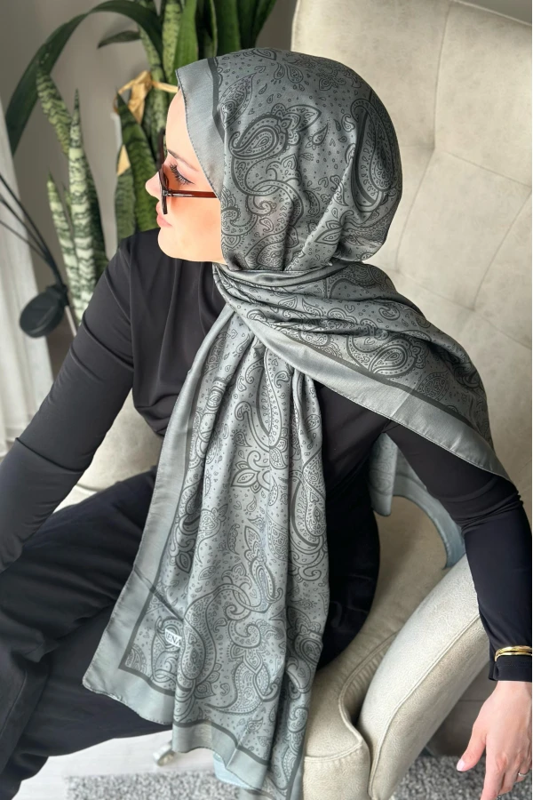 Bohemian Desen Soft Pamuk Şal - Mint Yeşil