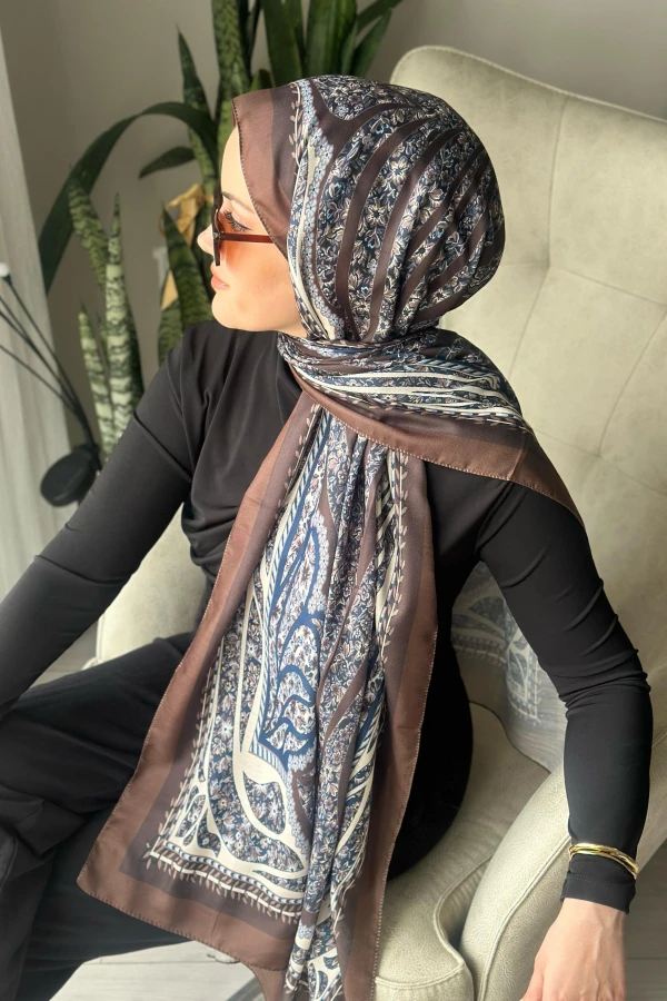 Mystic Desen Soft Pamuk Şal - Acı Kahvee
