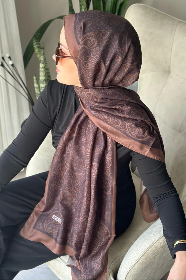Bohemian Desen Soft Pamuk Şal - Sütlü Kahve